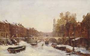 Holenderskie miasto zimą (olej)